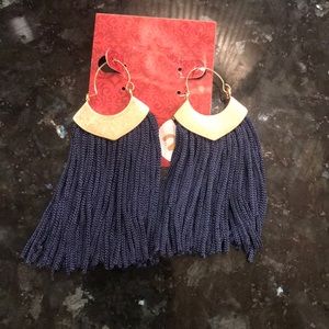 Navy tassel earrings!